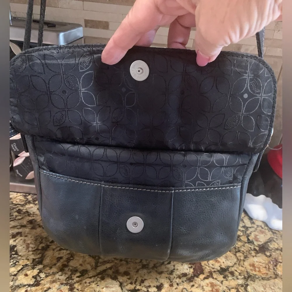 Vintage Black Leather Fossil Shoulderbag